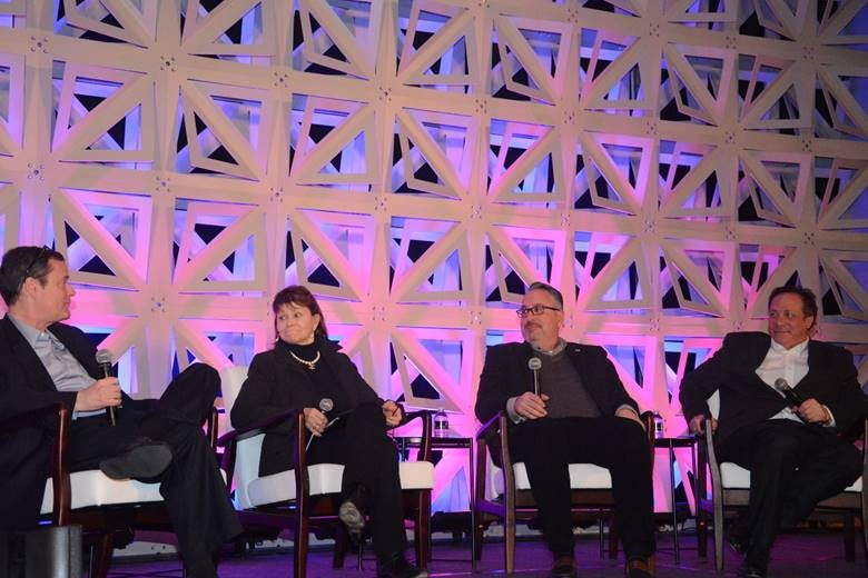  L-R:  Arthur Milston , NAI Global Capital Markets,  Maribel Koella,  CCIM, SIOR, FRICS, CRE (NAI Koella RM Moore, Knoxville, TN),  Carl Berman , CCIM, MiCP (NAI Elite, West Hartford, CT) and  Larry Bergman  (NAI Bergman, Cincinnati & Dayton, OH) 